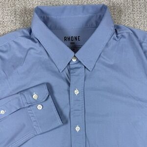 Rhone Men's Large Blue Nylon Performance Long Sleeve Button Up Shirt